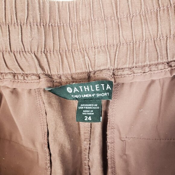 Athleta Cabo Shorts Mauve Pink Linen 4" Pull On Tie Waist Womens Plus Size 24 - Picture 3 of 6